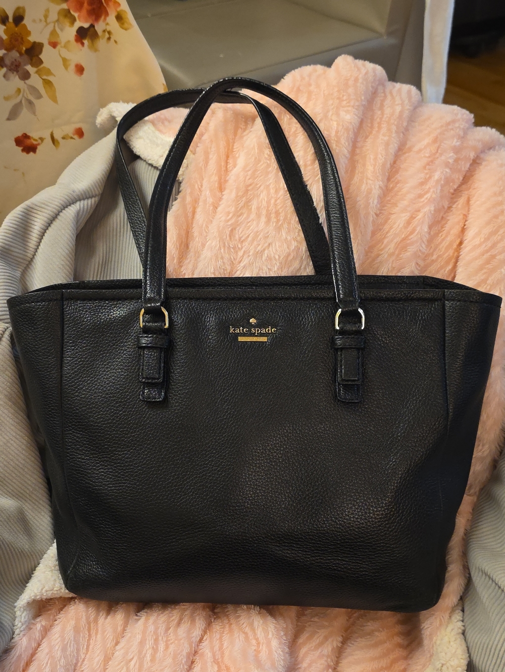 Kate Spade Black Leather Large Tote Bag